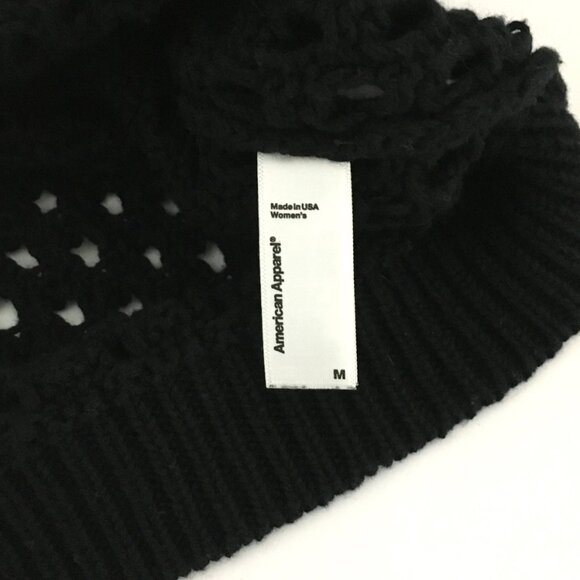American Apparel Open Weave Knit Crop Tennis Shirt Sweater Top Black - M - Picture 6 of 7